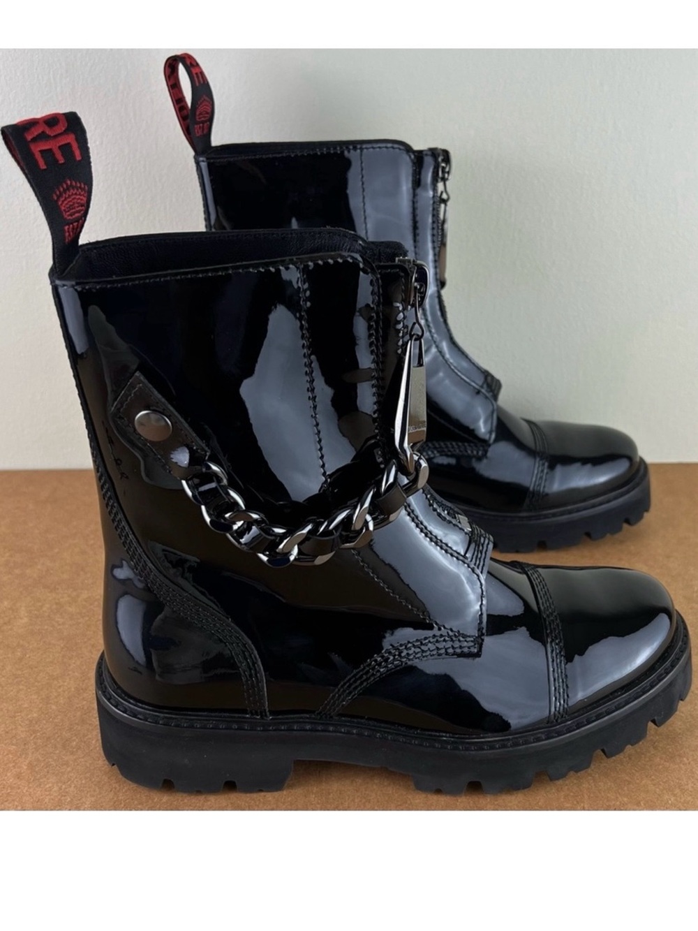 NEW ZADIG & VOLTAIRE BLACK PATENT LEATHER BOOTS - Picture 4 of 12